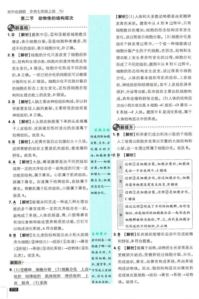 初中必刷题-7上-生物人教版批注式详答与详析_2、2025初中必刷题合集_初中必刷题23+24+25上册_2025版（全科上册）_2025版（全科上册）_初中必刷题生物