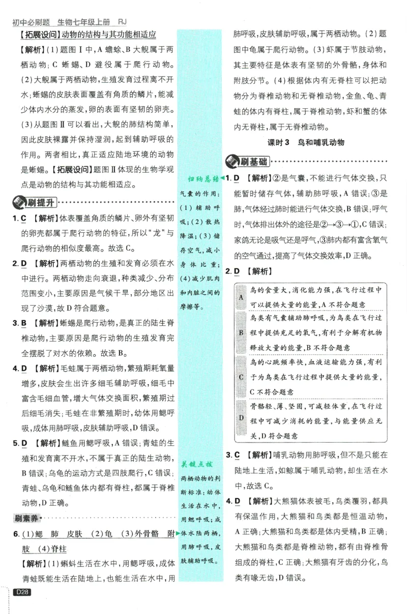 初中必刷题-7上-生物人教版批注式详答与详析_2、2025初中必刷题合集_初中必刷题23+24+25上册_2025版（全科上册）_2025版（全科上册）_初中必刷题生物