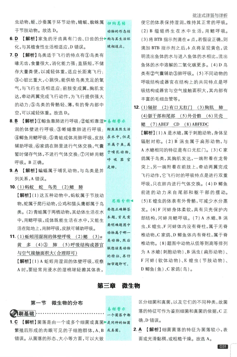 初中必刷题-7上-生物人教版批注式详答与详析_2、2025初中必刷题合集_初中必刷题23+24+25上册_2025版（全科上册）_2025版（全科上册）_初中必刷题生物