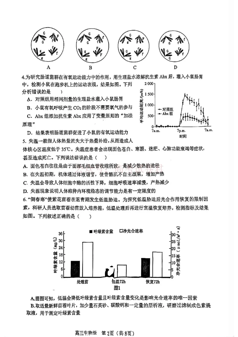 2026年天津市河东区高三下学期总复习质量检测（一）生物_副本_2026年天津市河东区高三下学期总复习质量检测（一）全科_06生物_天津市河东区高三下学期总复习质量检测（一）