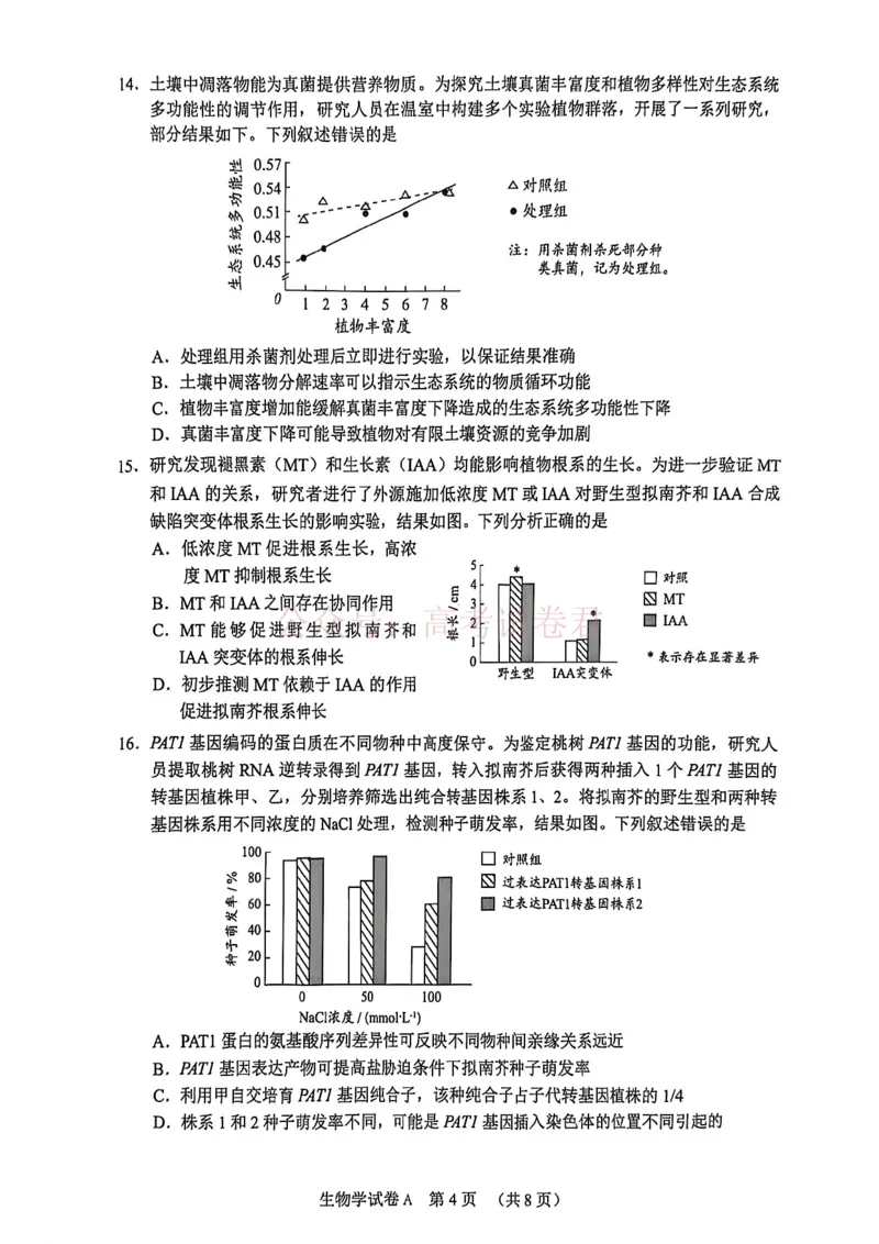 2026年广州市普通高中毕业班综合测试（一）生物试题_副本_2026届广州市高三毕业班综合测试（一）全科_06生物_广州市高三毕业班综合测试（一）