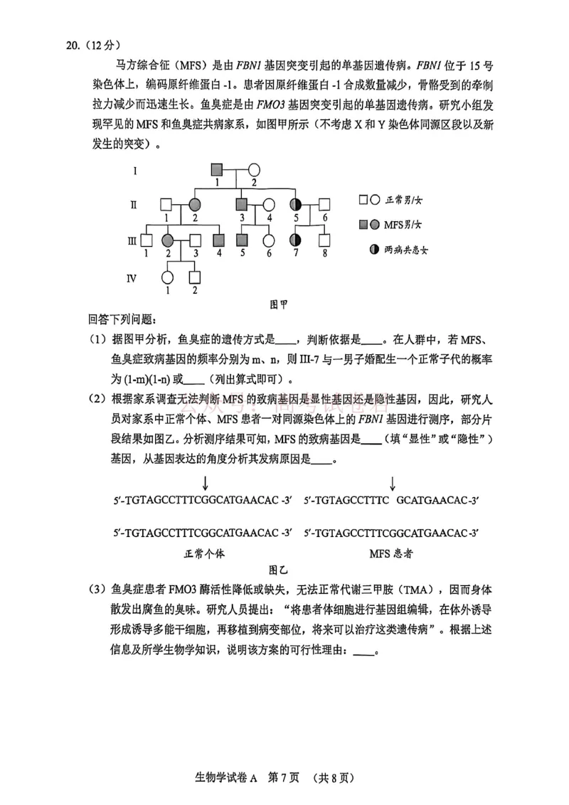 2026年广州市普通高中毕业班综合测试（一）生物试题_副本_2026届广州市高三毕业班综合测试（一）全科_06生物_广州市高三毕业班综合测试（一）