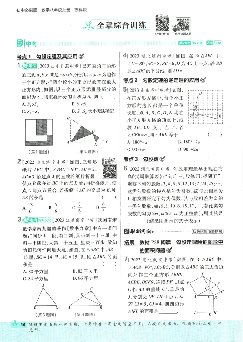 初中必刷题-8上-数学苏科版_2、2025初中必刷题合集_初中必刷题23+24+25上册_2025版（全科上册）_2025版（全科上册）_初中必刷题数学_苏科版