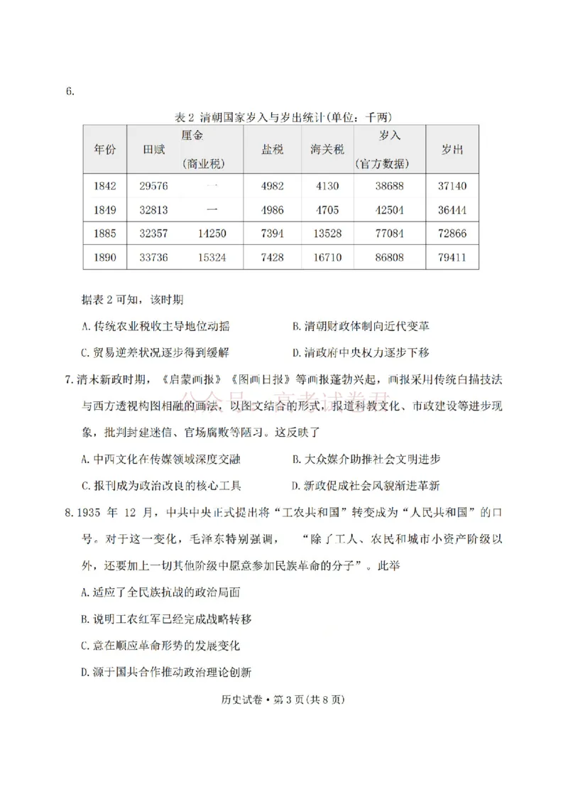 2026年云南昆明市高三3月复习教学质量诊断历史_2026届云南昆明市高三3月复习教学质量诊断全科_08历史_云南昆明市高三3月复习教学质量诊断