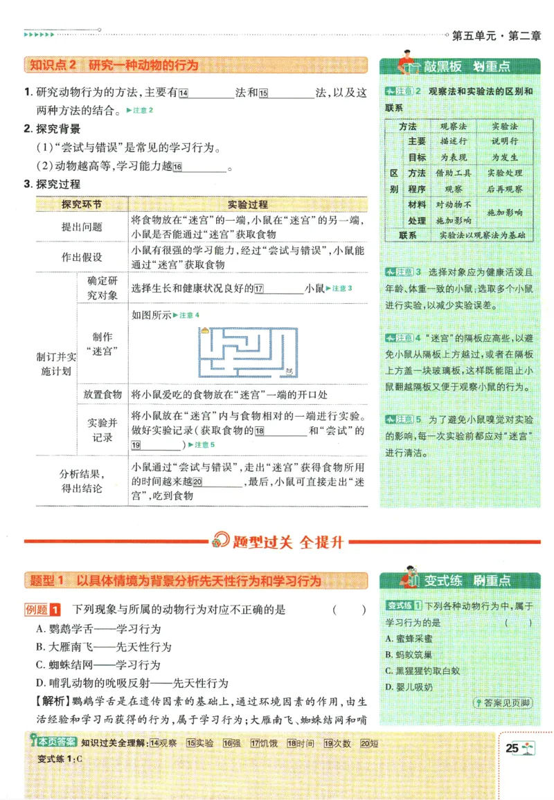 初中必刷题-8上-生物人教版狂K重点_2、2025初中必刷题合集_初中必刷题23+24+25上册_2025版（全科上册）_2025版（全科上册）_初中必刷题生物