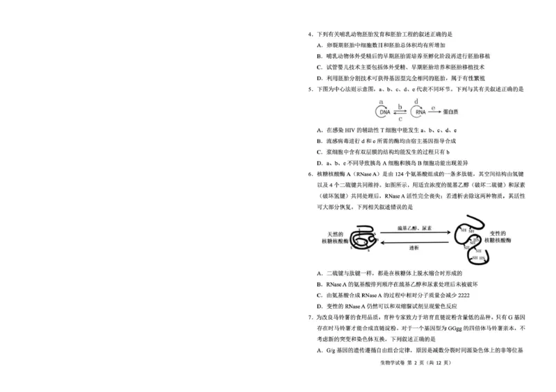 东北三省三校2026年高三第一次联合模拟考试生物试题生物试题_2026届东北三省三校高三下学期第一次联合模拟考试全科