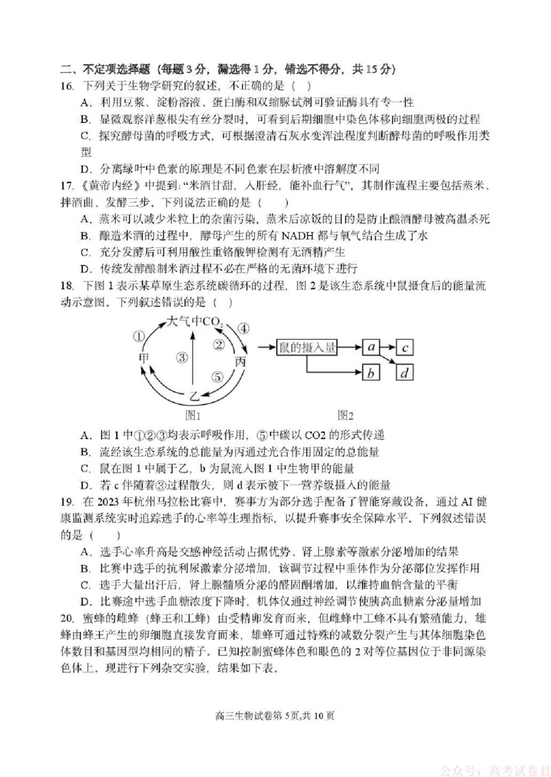 东北育才学校2025-2026学年高三下学期第六次模拟考试生物_2026届东北育才学校高三下学期第六次模拟考试