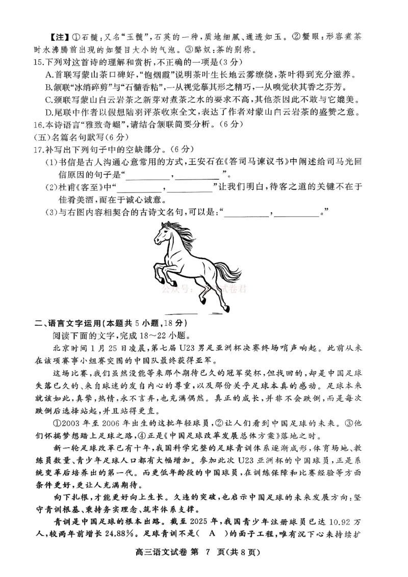 2026年3月高三年级模拟考试语文_2026届湖北省黄冈市3月高三年级模拟考试_01语文2026届湖北省黄冈市3月高三年级模拟考试