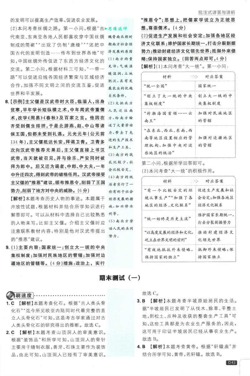 初中必刷题-7上-历史人教版批注式详答与详析_2、2025初中必刷题合集_初中必刷题23+24+25上册_2025版（全科上册）_2025版（全科上册）_初中必刷题历史_七上