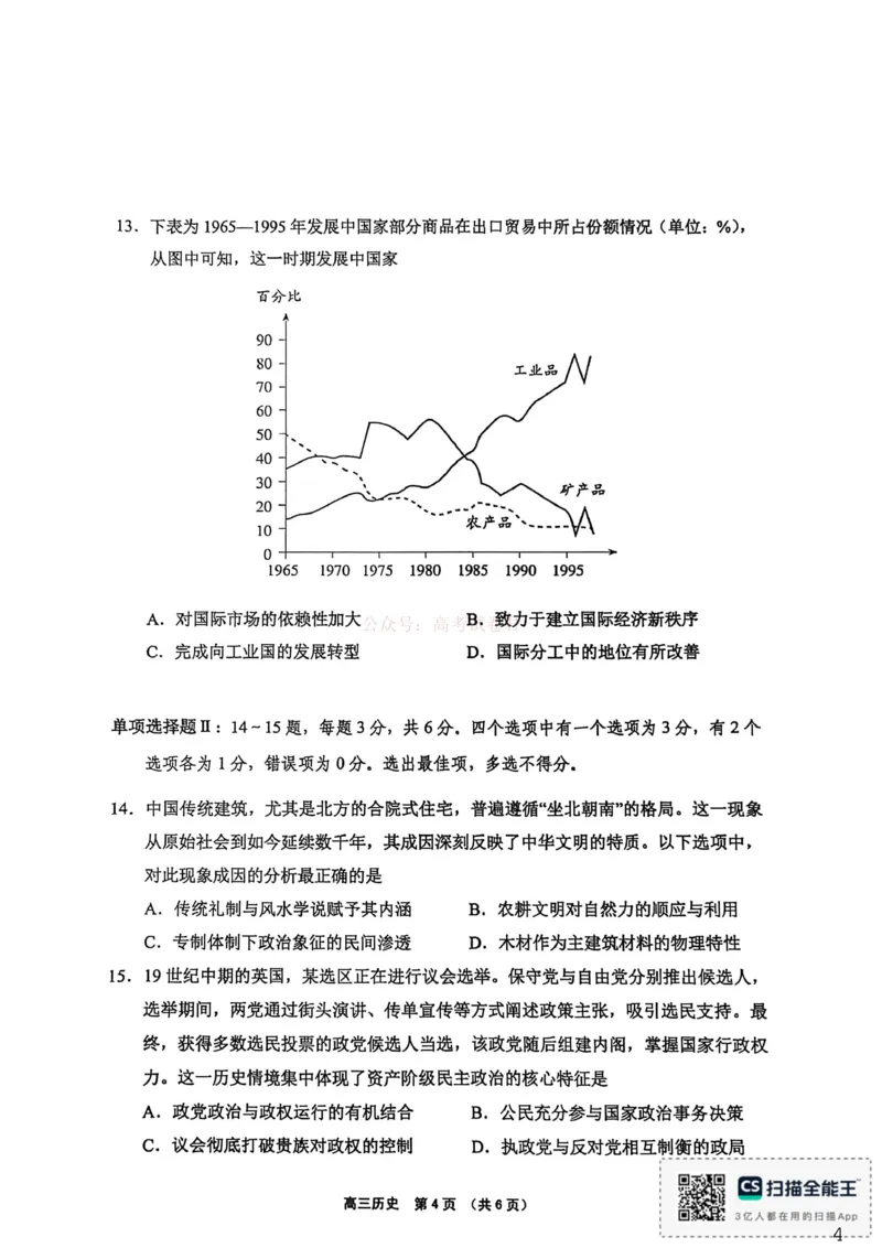2026年海南省四校高三下学期3月联考历史试题_副本_2026届海南省四校高三下学期3月联考_08历史_海南省四校高三下学期3月联考