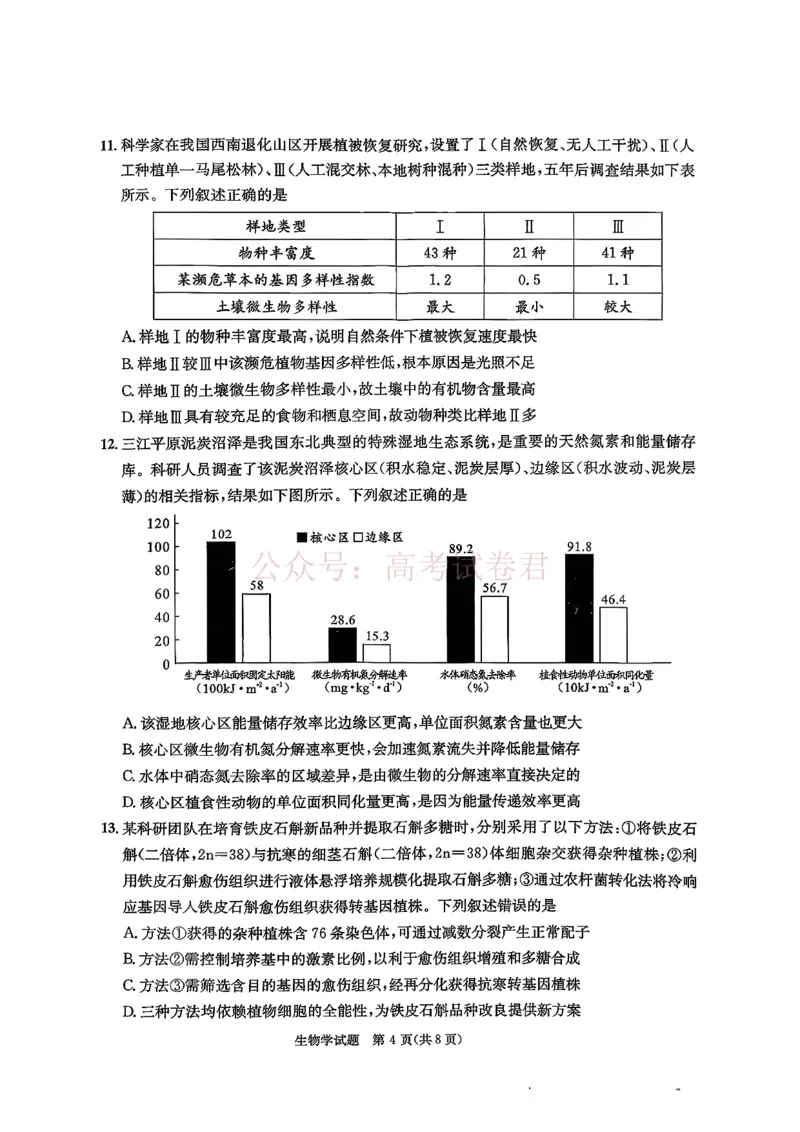 2026年四川省成都市高三第二次模拟测试生物（含答案）_副本_2026届四川省成都市高三第二次模拟测试全科_06生物_四川省成都市高三第二次模拟测试