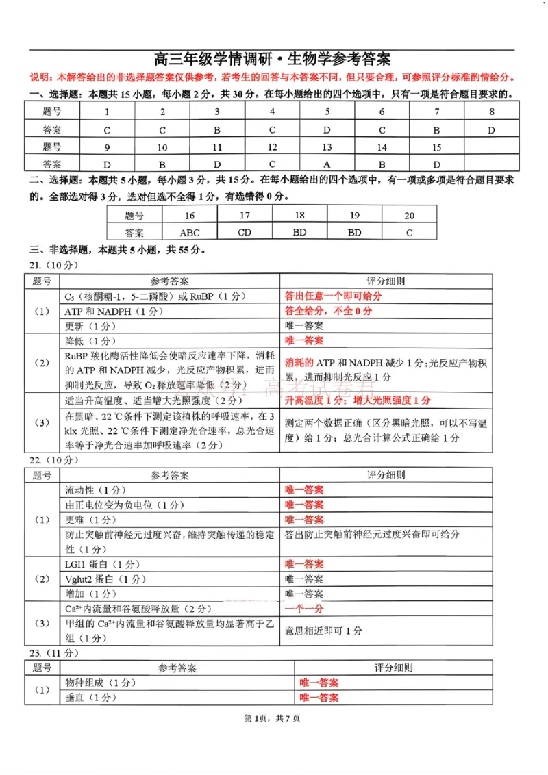 2026年辽宁点石联考高三年级3月学情调研生物答案_2026届辽宁点石联考高三3月学情调研_05生物_辽宁点石联考高三3月学情调研