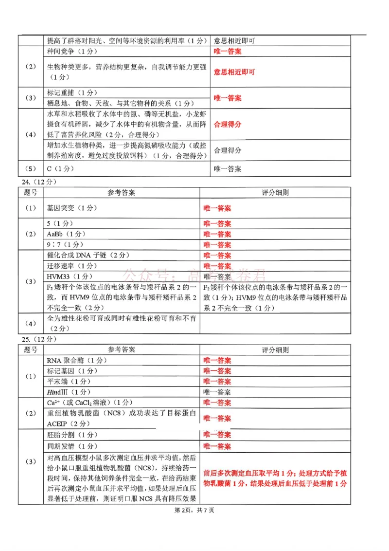 2026年辽宁点石联考高三年级3月学情调研生物答案_2026届辽宁点石联考高三3月学情调研_05生物_辽宁点石联考高三3月学情调研