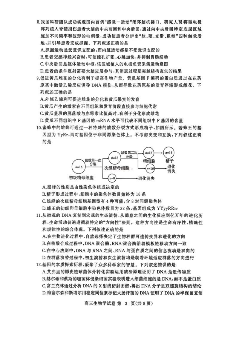 2026年3月高三年级模拟考试生物_2026届湖北省黄冈市3月高三年级模拟考试_06生物2026届湖北省黄冈市3月高三年级模拟考试