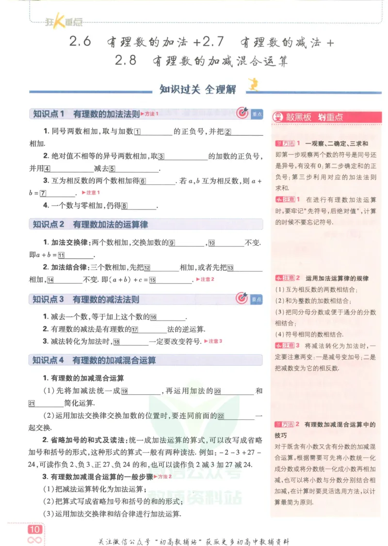 初中必刷题七年级上册数学华师版狂K重点_2、2025初中必刷题合集_初中必刷题23+24+25上册_2023版