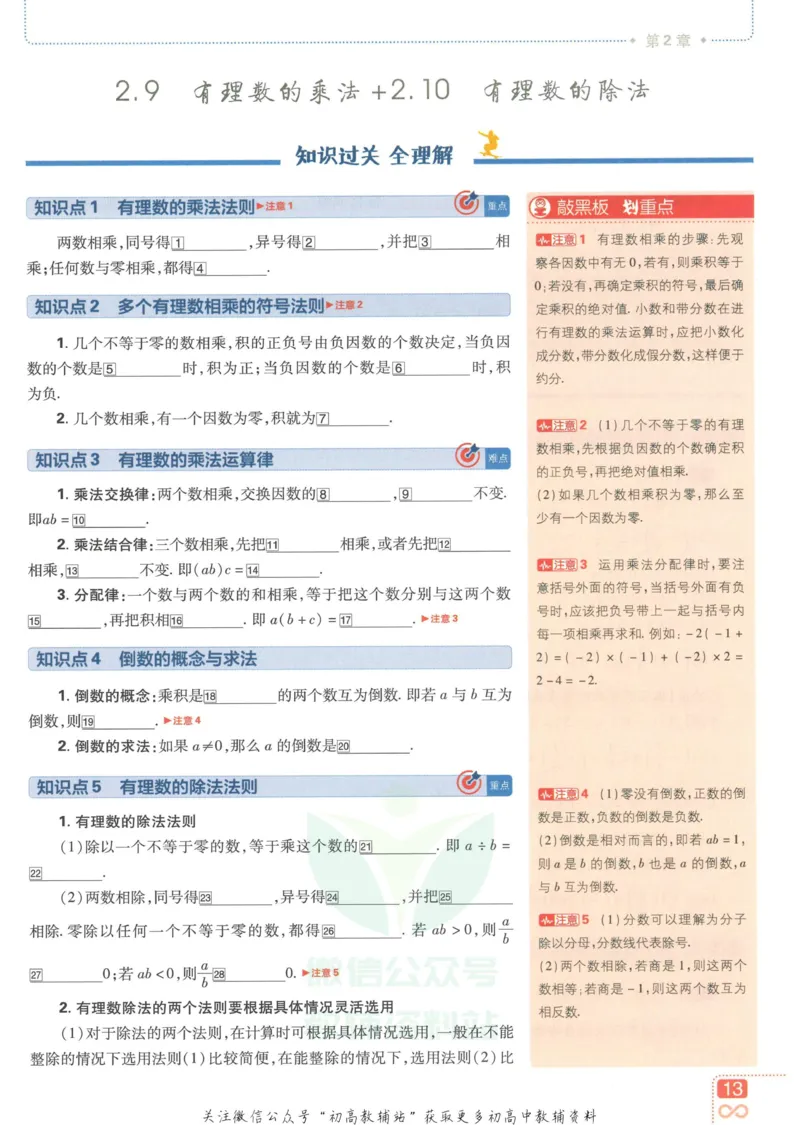 初中必刷题七年级上册数学华师版狂K重点_2、2025初中必刷题合集_初中必刷题23+24+25上册_2023版