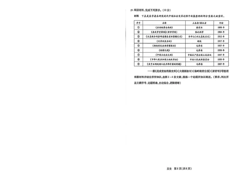 安徽省部分学校2026届高三3月联考历史（二）_2026届安徽省合肥市八中高三下学期3月模拟预测_08历史2026届安徽省合肥市八中高三下学期3月模拟预测
