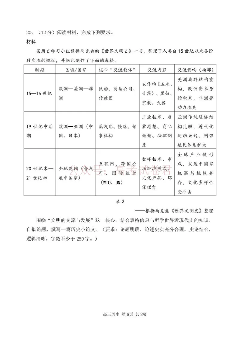 哈三中2026年高三学年第二次模拟考试历史_副本_2026届黑龙江哈尔滨三中高三第二次模拟考试全科_08历史_黑龙江哈尔滨三中高三第二次模拟考试