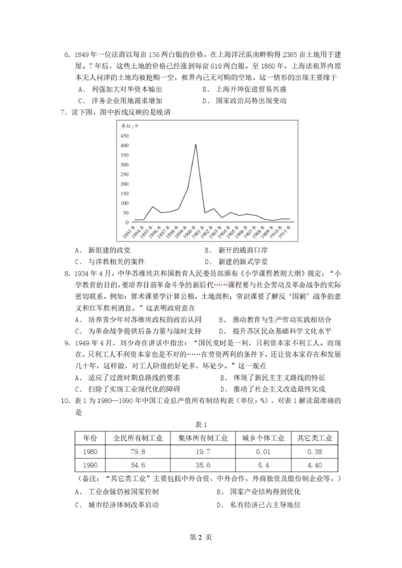 山东师范大学附属中学2025-2026学年高三下学期3月阶段检测历史_2026届山东师范大学附中高三下学期3月阶段检测_06历史_山东师范大学附中高三下学期3月阶段检测