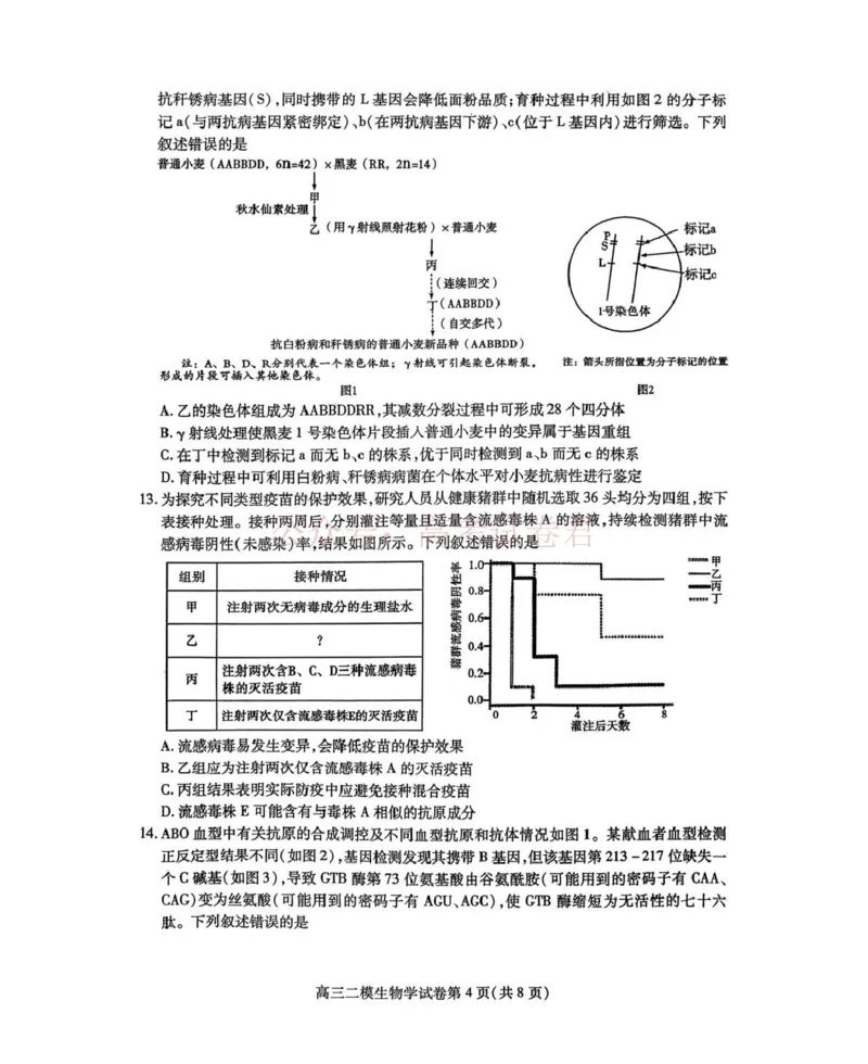 内江市高中2026届第二次模拟考试题生物_副本_2026届四川省内江市高三第二次模拟考试全科_06生物_四川省内江市高三第二次模拟考试