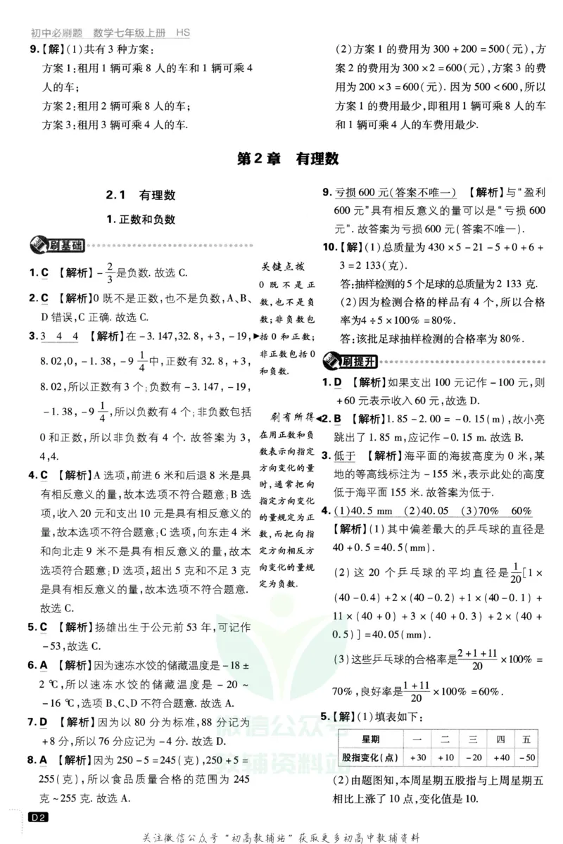 初中必刷题七年级上册数学华师版答案_2、2025初中必刷题合集_初中必刷题23+24+25上册_2023版