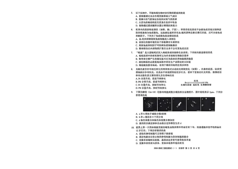 广东省中山市2026届下学期高三一模生物试题（含答案）_副本_2026届广东省中山市高三下学期模拟测试（一）_06生物_广东省中山市高三下学期模拟测试（一）