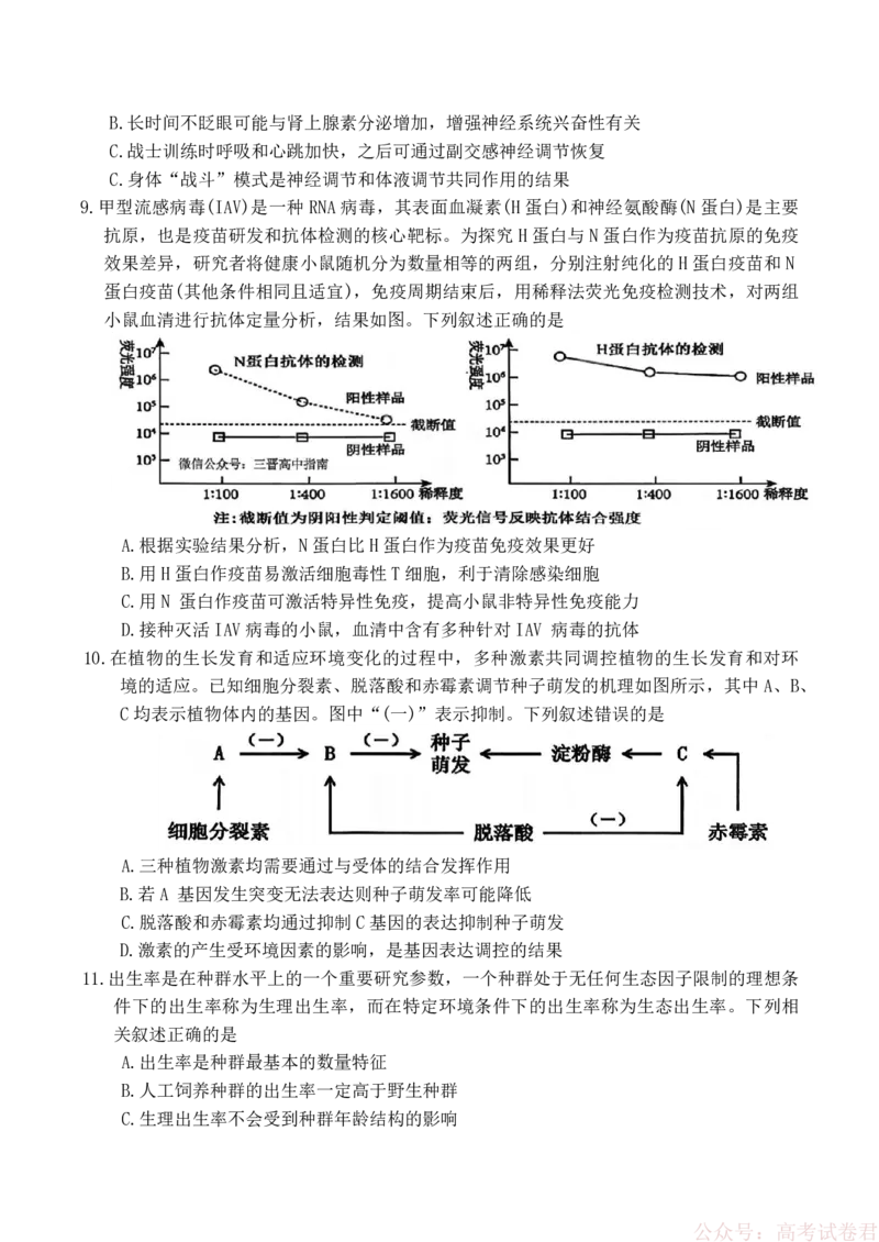 山西省大同市2026届高三年级第一次模拟考试质量监测生物学试卷（含答案）_2026届山西大同高三第一次模拟考试质量监测