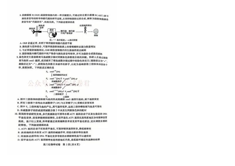 恩施州2026届高三第二次质量监测考试生物_副本_2026届湖北省恩施州高三第二次质量监测_06生物_湖北省恩施州高三第二次质量监测