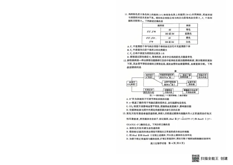 恩施州2026届高三第二次质量监测考试生物_副本_2026届湖北省恩施州高三第二次质量监测_06生物_湖北省恩施州高三第二次质量监测