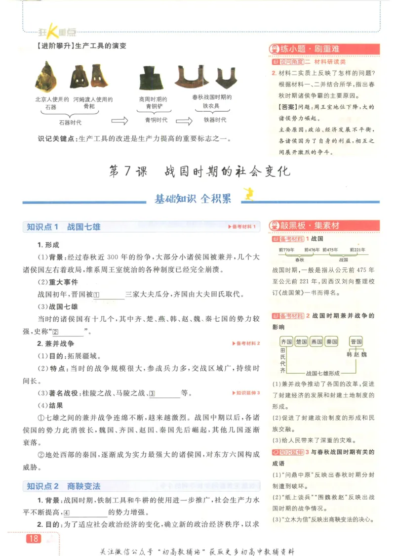 初中必刷题七年级上册历史人教版狂K重点_2、2025初中必刷题合集_初中必刷题23+24+25上册_2023版