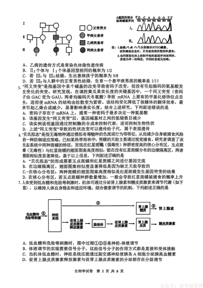 安徽省江南十校2026届高三下学期开学考试生物_2026届安徽省江南十校高三下学期3月开学考试_安徽省江南十校2026届高三下学期开学考试生物试卷（含答案）