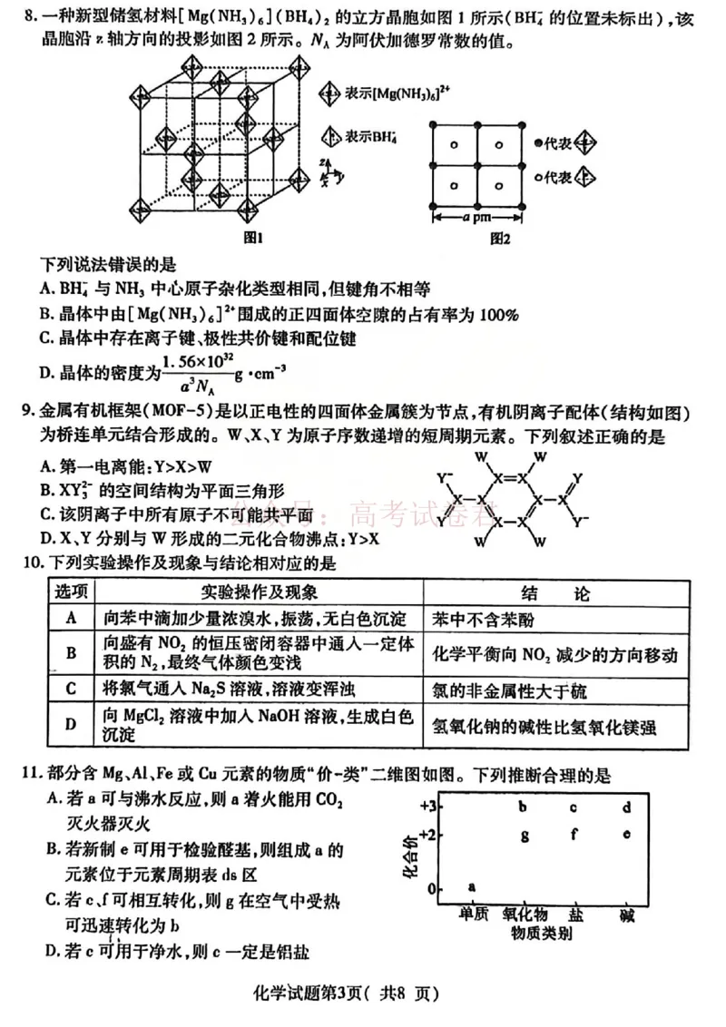 化学试题_临汾2026年高三年级质量监控第一次模拟试题及答案_2026届山西临汾市高三质量监控第一次模拟测试全科_05化学_山西临汾市高三质量监控第一次模拟测试