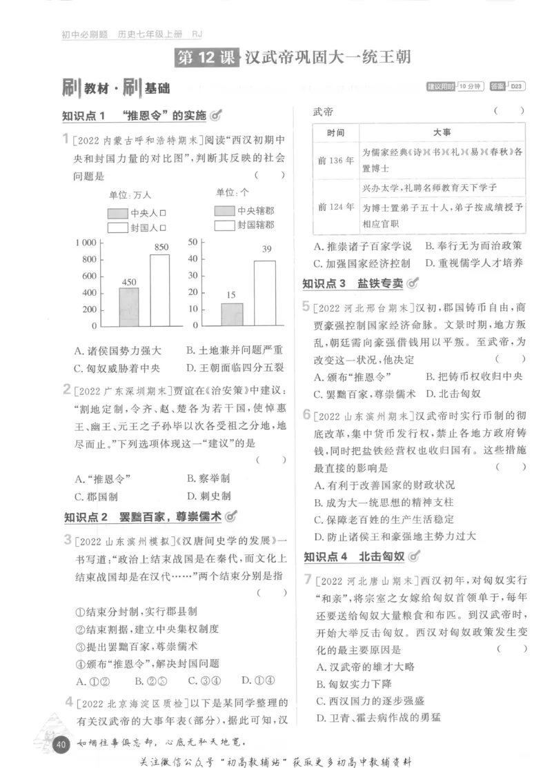 初中必刷题七年级上册历史人教版_2、2025初中必刷题合集_初中必刷题23+24+25上册_2023版