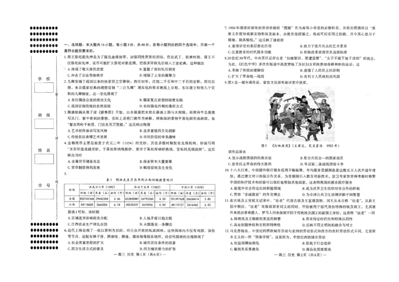 南昌市2025-2026学年高三下学期一模测试历史_副本_2026届江西省南昌市高三下学期一模测试全科_08历史_江西省南昌市高三下学期一模测试
