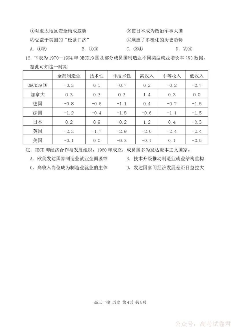 哈尔滨市第三中学校2026届高三下学期第一次模拟考试历史试卷_2026届黑龙江哈尔滨三中高三下第一次模拟考试
