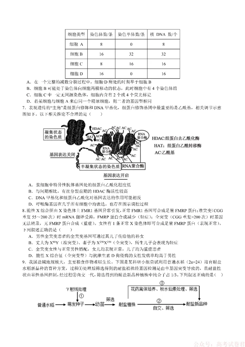 成都市第七中学2025&mdash;2026学年度下期高2026届开学考试生物_2026届四川省成都七中高三下学期开学考试