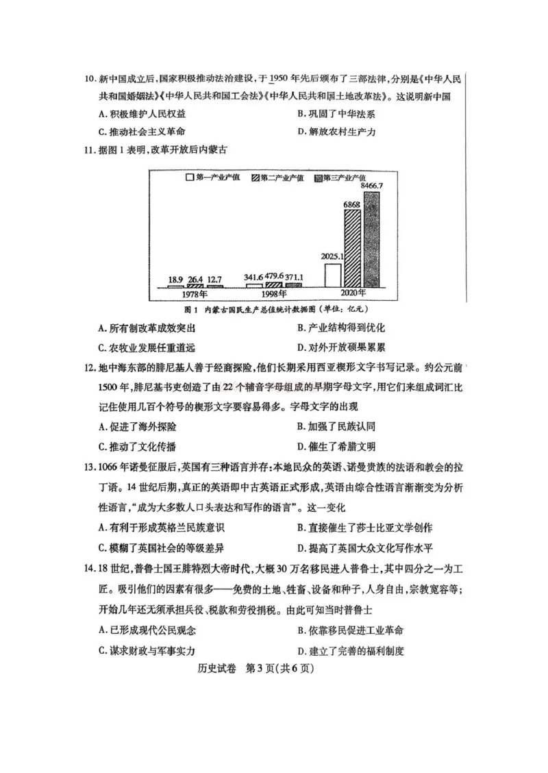 内蒙古包头市2026年高三第一次模拟考试历史_2026届内蒙古包头市高三第一次模拟考试_07历史2026届内蒙古包头市高三第一次模拟考试