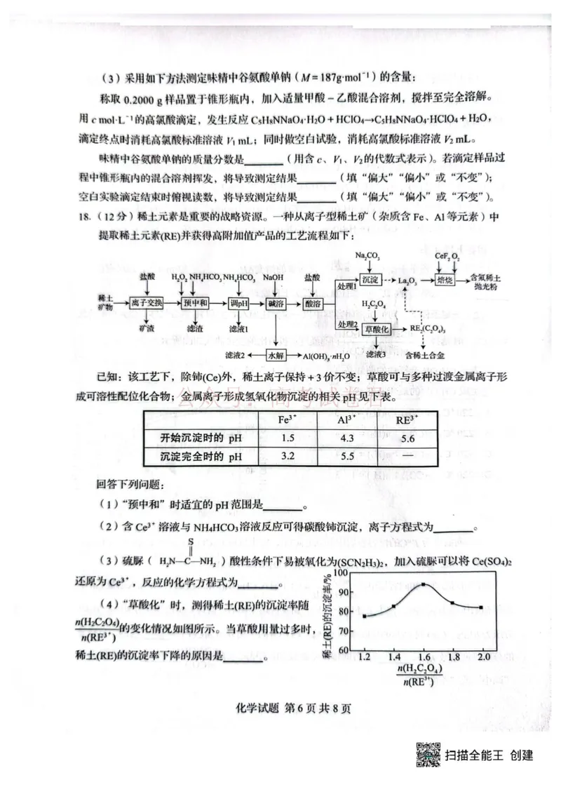 山东省2026届普通高中学业水平4月调研化学_2026年山东省通高中学业水平4月调研_04化学_山东省通高中学业水平4月调研
