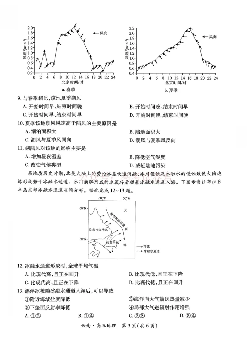 云南民族大学附属高级中学2026年届高三高考适应性训练（五）地理+答案_副本_2026年云南民族大学附中高考适应性训练（五）_06地理_云南民族大学附中高考适应性训练（五）