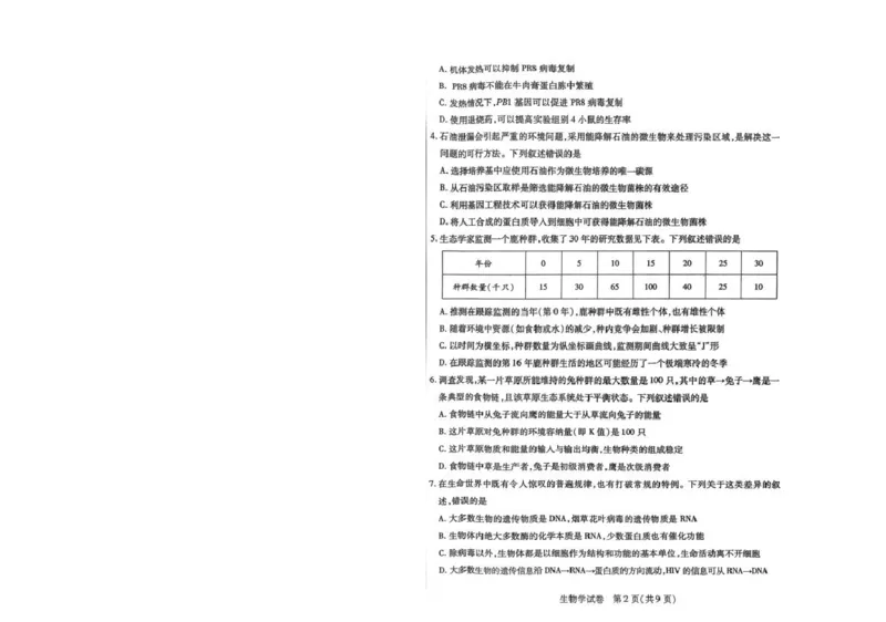 内蒙古包头市2025-2026学年高三下学期第一次模拟考试生物_2026届内蒙古包头市高三第一次模拟考试_05生物2026届内蒙古包头市高三第一次模拟考试