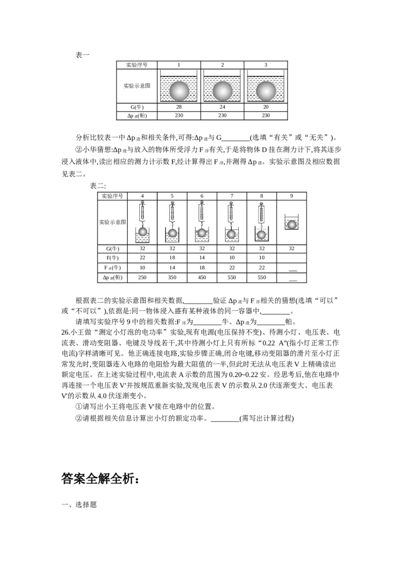 2013上海物理试卷+答案+解析(word整理版)_12.2026年4月全国各地高考模拟卷_2026版初中金考卷&bull;45套中考试卷汇编系列合集_全国版中考真题(1)_各省市《历年中考真题》2013-2024(10)_03上海卷