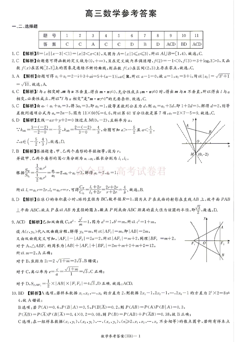 雅礼中学2026届高三月考试卷（八）数学答案_副本_2026届湖南省雅礼中学高三月考试卷（八）全科_02数学_湖南省雅礼中学高三月考试卷（八）