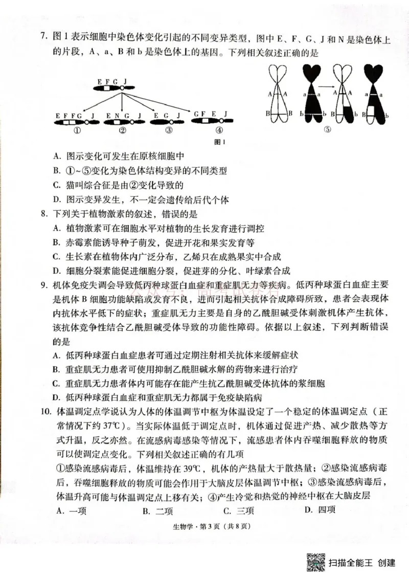 西南名校联盟2026届&ldquo;3+3+3&rdquo;高考备考诊断性联考（二）生物_副本_2026年西南名校联盟&ldquo;3+3+3&rdquo;高考备考诊断性联考（二）全科