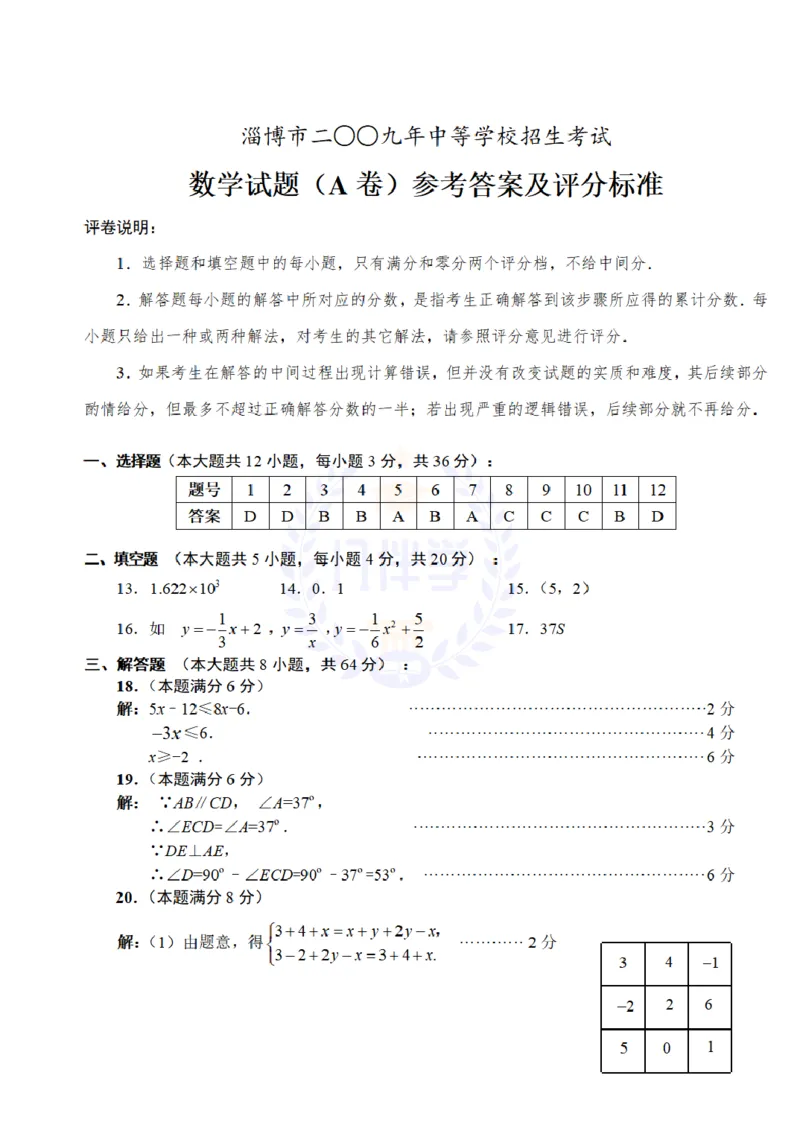 2009年山东省淄博市中考数学试卷及答案_12.2026年4月全国各地高考模拟卷_2026版初中金考卷&bull;45套中考试卷汇编系列合集_全国版中考真题(1)_各省市《历年中考真题》2013-2024(10)_山东