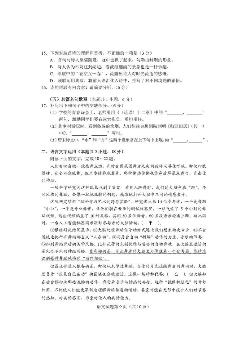 语文试题卷河南卷河南省2026届高三下学期高考适应性考试（3.25-3.26）_河南省2026届高三下学期高考适应性考试