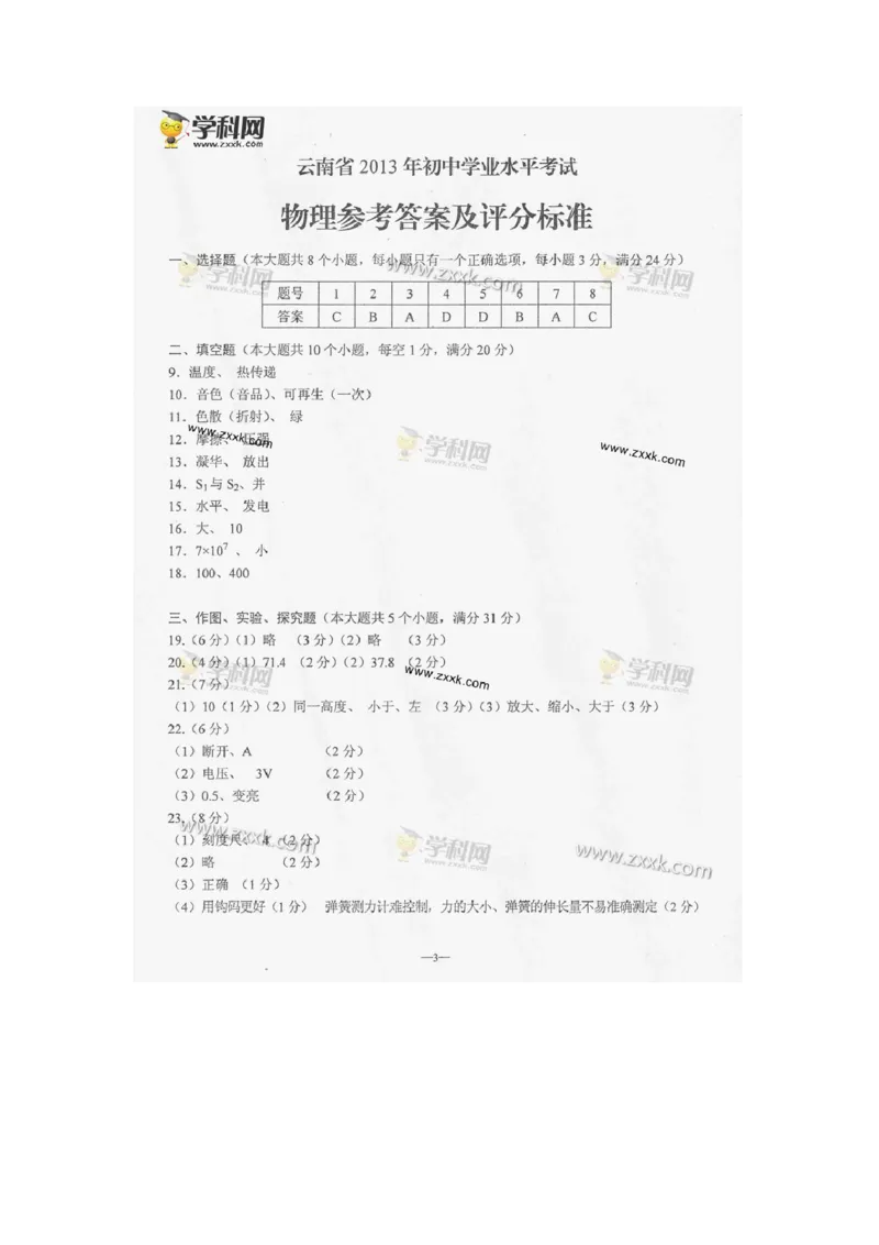 2013云南省物理试卷+答案(图片word版)_12.2026年4月全国各地高考模拟卷_2026版初中金考卷&bull;45套中考试卷汇编系列合集_全国版中考真题(1)_各省市《历年中考真题》2013-2024(10)_14云南地区卷