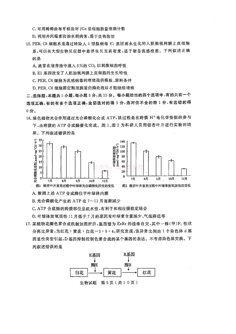 济宁市2026届高三年级一模考试生物_2026届山东省济宁市高三年级一模考试_生物&middot;2026届山东省济宁市高三年级一模考试