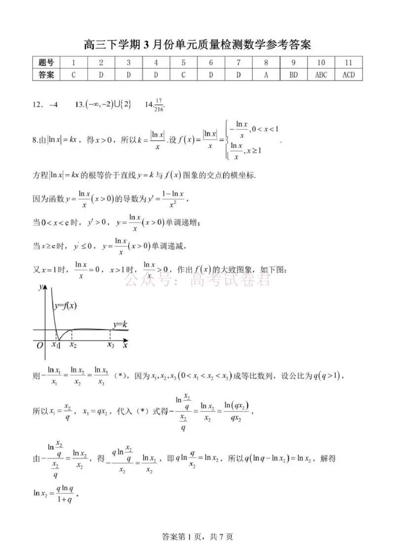 日照市第一中学2025-2026学年高三下学期3月份单元质量检测数学答案_副本_2026届山东省日照市一中高三3月份单元质量检测全科_02数学_山东省日照市一中高三3月份单元质量检测