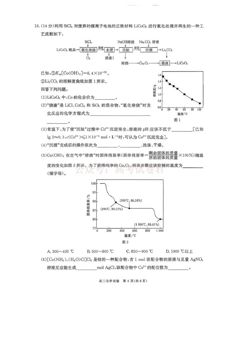 陕西商洛市2026届高三下学期第一次模拟考试化学试题+答案_副本_2026届陕西商洛市高三下学期第一次模拟考试_05化学_陕西商洛市高三下学期第一次模拟考试