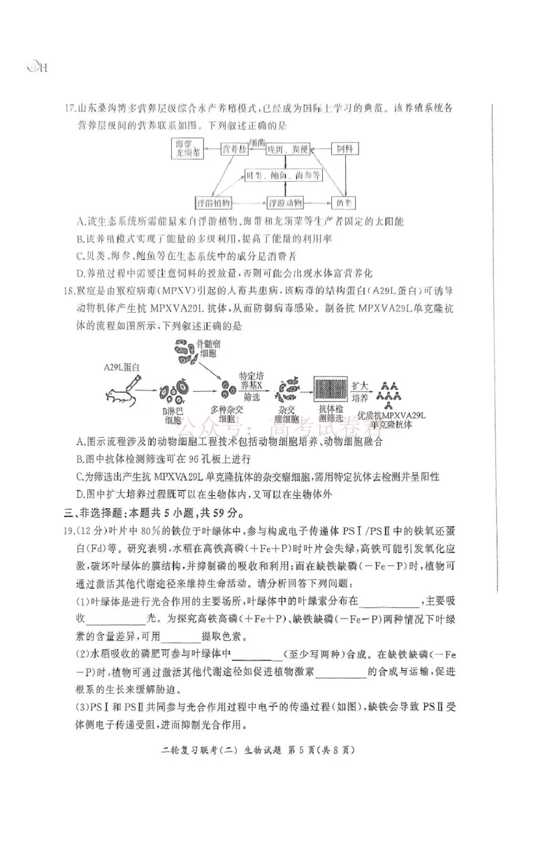 百师联盟2025届高三二轮复习联考（二）H生物_2025届百师联盟高三二轮复习联考（二）全科_06生物_2025届百师联盟高三二轮复习联考（二）